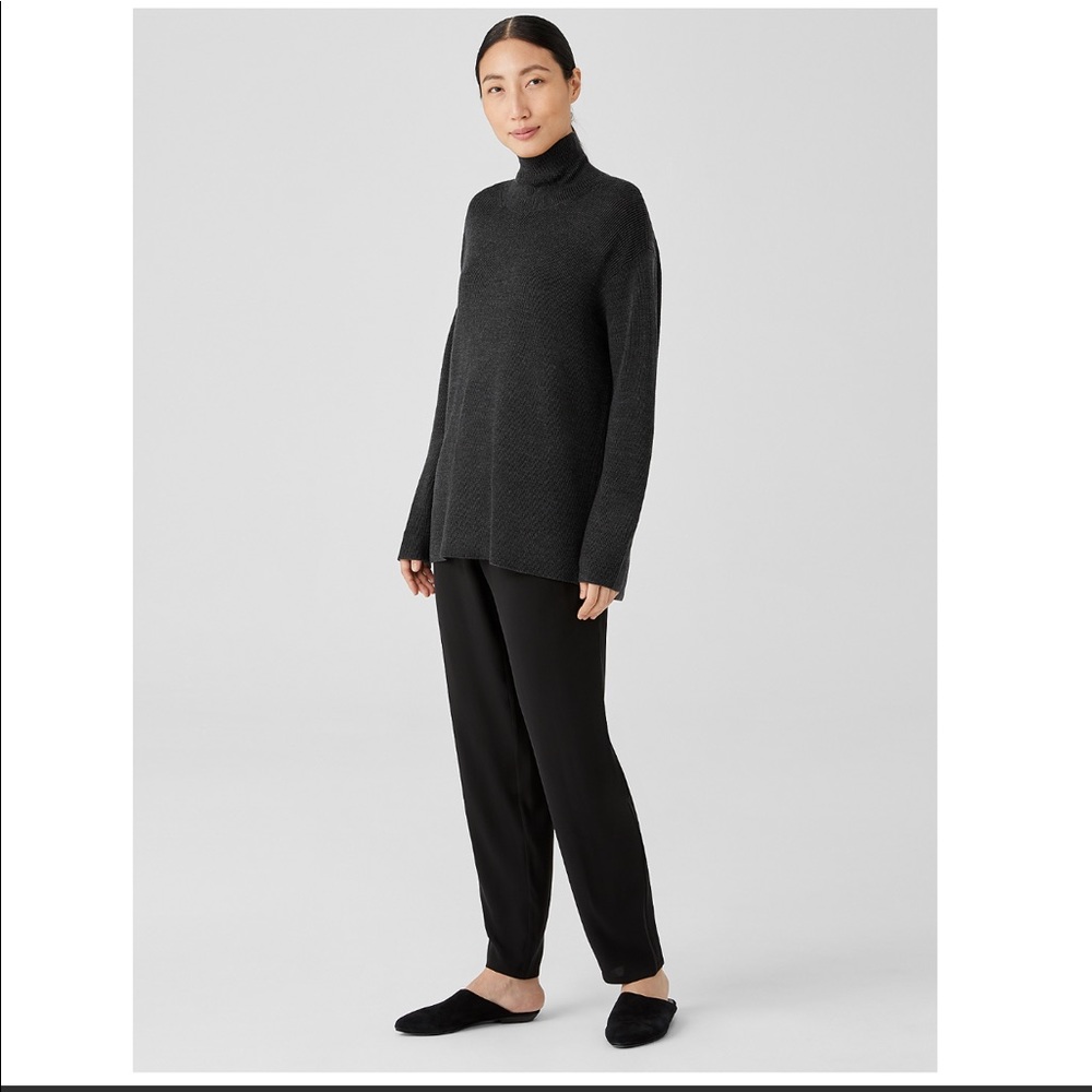 NWT EILEEN FISHER MERINO TURTLENECK TOP IN RESPONSIBLE WOOL - Picture 3 of 16